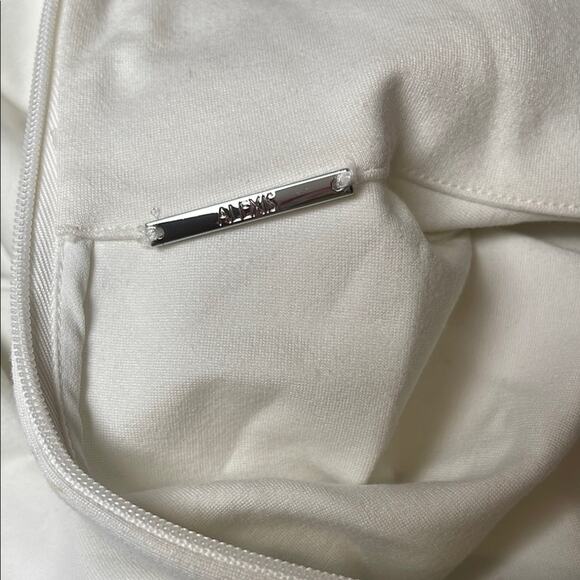 ALEXIS Tracee Long Sleeve High Neck Drape Twist Tie White Mini Dress Size XS - Picture 13 of 14